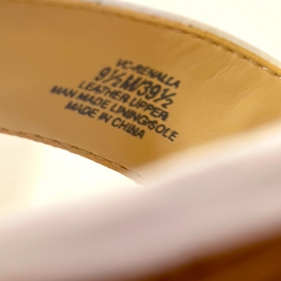 Vince Camuto Strappy White Stilettos with Stacked Wood Heel Sz 9.5 - EUC - Picture 10 of 13